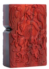 Natural Rosewood Carved 5 Ghosts Lighter Box For Zippo Insert Kit(Case Only)