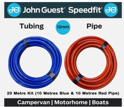 John Guest 10m ROT & 10m BLAU 12mm Campervan Wohnmobil Wasserleitung 20m Bausatz
