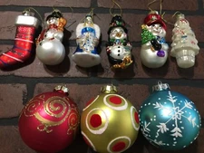 Christmas Glass Ornament lot 0f 9