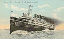 DETROIT MI~STEAMER CITY OF CLEVELAND-DETROIT & CLEVELAND NAVIGATON LINE POSTCARD