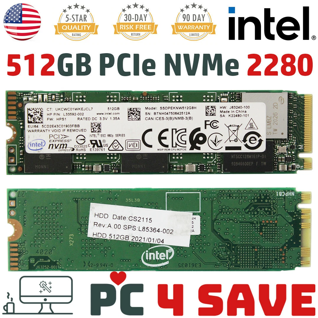 Intel SSDPEKNW512G8H - 512GB M.2 PCIe NVMe 2280 MLC 3D-Nand SSD Solid State