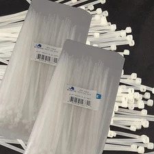 NEW WHITE 200 PCS. 8 INCH ZIP TIES NYLON 40 LBS UV WEATHER RESISTANT WIRE CABLE