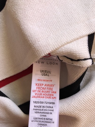 New Look black, white and red striped ribbed stretch dress, L - Picture 6 of 7