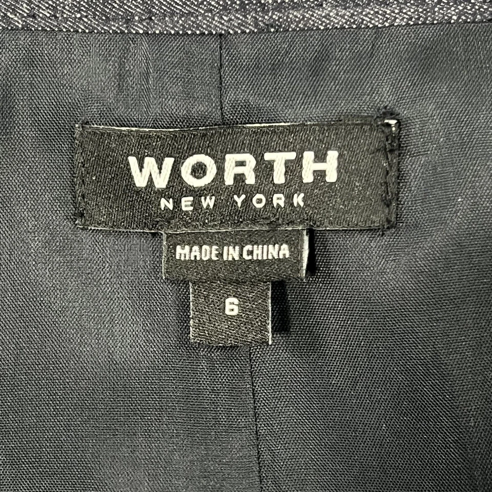 Worth New York Skirt Women's 6 Midi Blue A-line Slit Hem Lined Career Office - Image 2 of 4