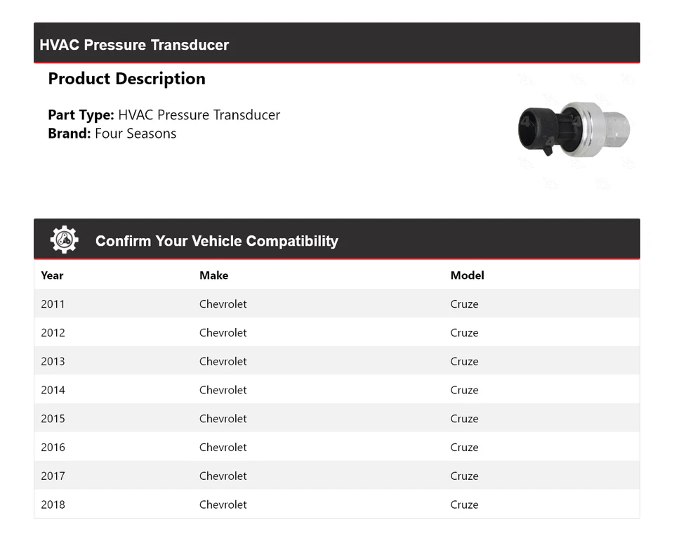 Transductor de presión de climatización para Chevrolet Cruze 2011-2018 4 estaciones 2012 2013 2014 Foto 2 de 4
