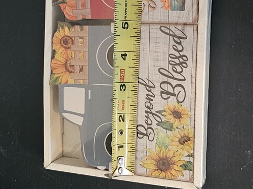 NEW 4 Shelf Sitters Fall Autumn Harvest Blessed Farm Trucks Flowers Pumpkins - Picture 5 of 5