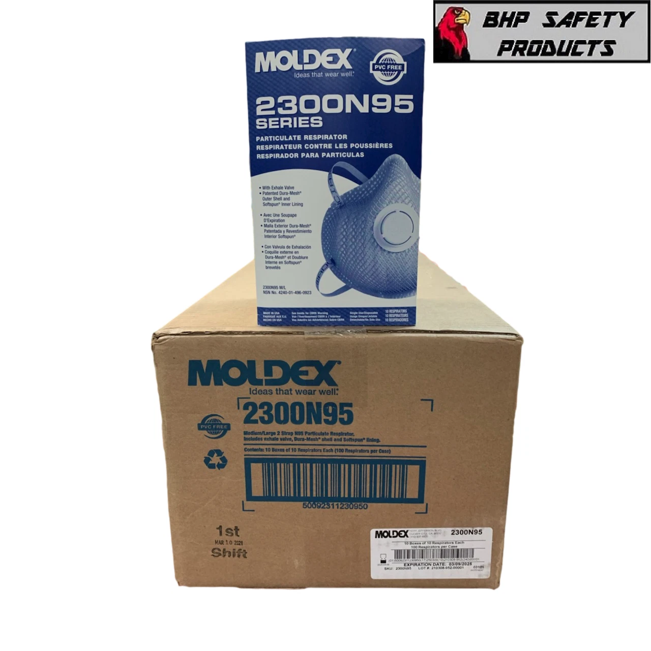 Moldex 2300 N95 Particulate Respirator Mask w/ Valve 1 Case / 10 Boxes 100 Masks
Opens in a new wind