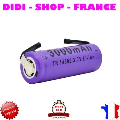 14500 PILE BATTERIE RECHARGEABLE 3000 mAh LI-ION 3,7 V languettes à souder. - Photo 1/2