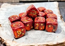 Chessex SOVIET UNION WAR DICE 12 16mm Scarab  Scarlet/Gold CHX29063