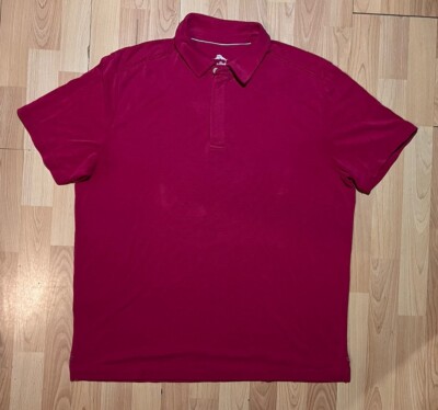 Tommy Bahama Polo Shirt Mens XL Magenta Short Sleeve Collar Zipper Logo 