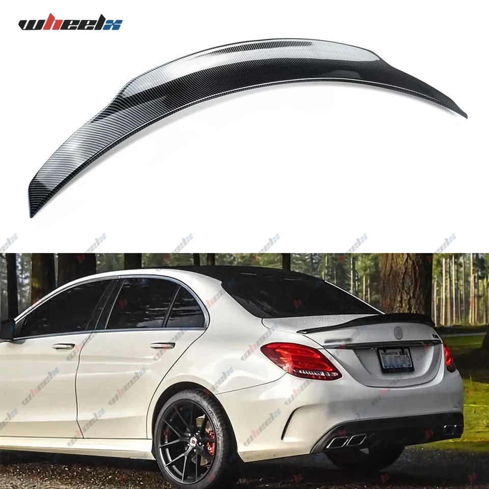 Carbon PSM Style Rear Trunk Spoiler Lip For Mercedes Benz W205 C200 C300 C43 AMG - Imagem 2 de 4