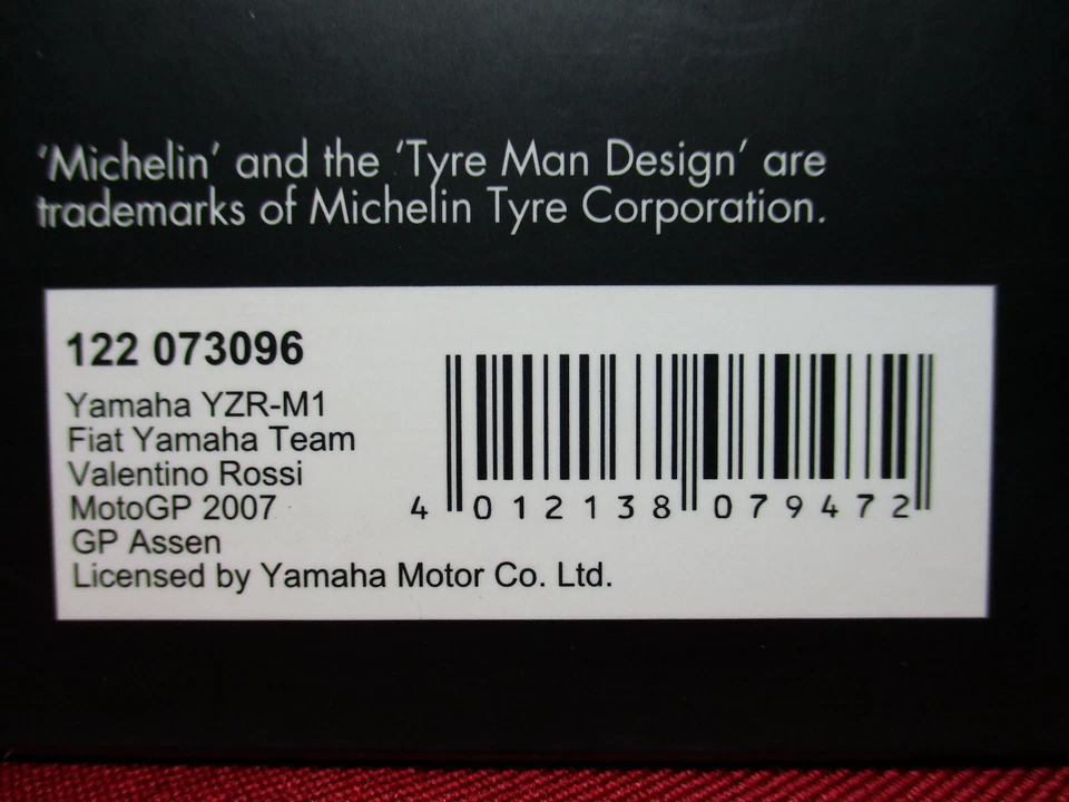 Valentino Rossi Yamaha YZR-M1 Fiat GP Assen 2007 MotoGP Minichamps 1/12 Scale - Image 3 of 3
