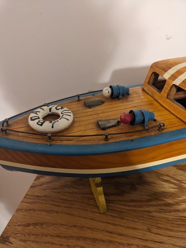 VTG 1950's Cabin Cruiser Battery Operated Painted Wood Toy Boat/Japan - Picture 8 of 14