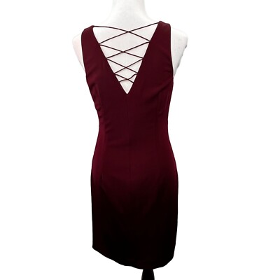 Lauren Ralph Lauren Sheath Dress Burgundy Maroon 6 Sleeveless V Neck Cage  Back | eBay