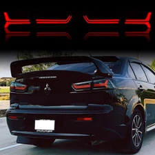 Smoked VLAND FULL LED Tail Lights For 08-17 Mitsubishi Lancer EVO X Brake Lamps