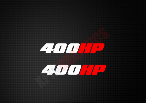 2x PEGATINA CALCOMANÍA VINILO 400 HP / CABALLOS DE FUERZA 2 PEGATINAS DE COLORES  - Imagen 1 de 2