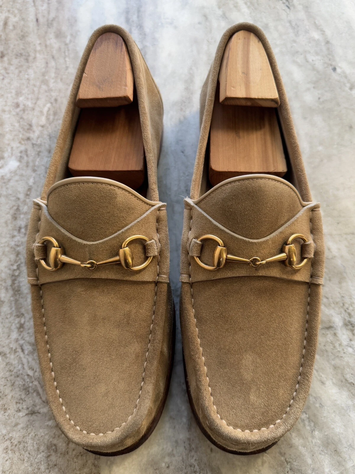 MOCASSINS GUCCI 1953 DAIM HORSEBIT BEIGE MARRON 10/ 10,5 US CLASSIC