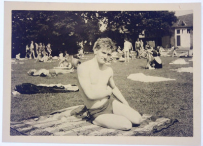 foto 1959 junge boy Badehose woman girl Bikini Freibad Y25