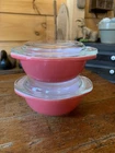 Vintage Pyrex Flamingo Pink 080 8 Oz Set 2