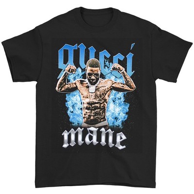 Men's Gucci Mane Blue Fire Photo T-shirt Medium Black