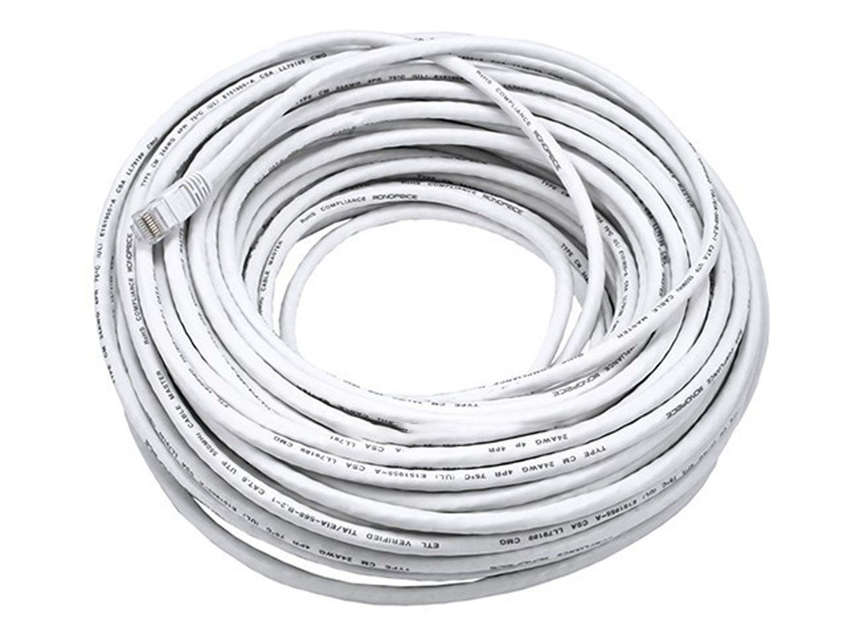 Cat6 Ethernet Patch Cable Network Internet RJ45 Stranded UTP 24AWG 100ft White