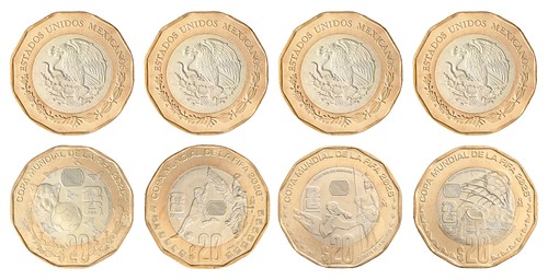 Full Set 4 Mexico 20 Pesos FIFA World Cup 2026 Commemorative Coins