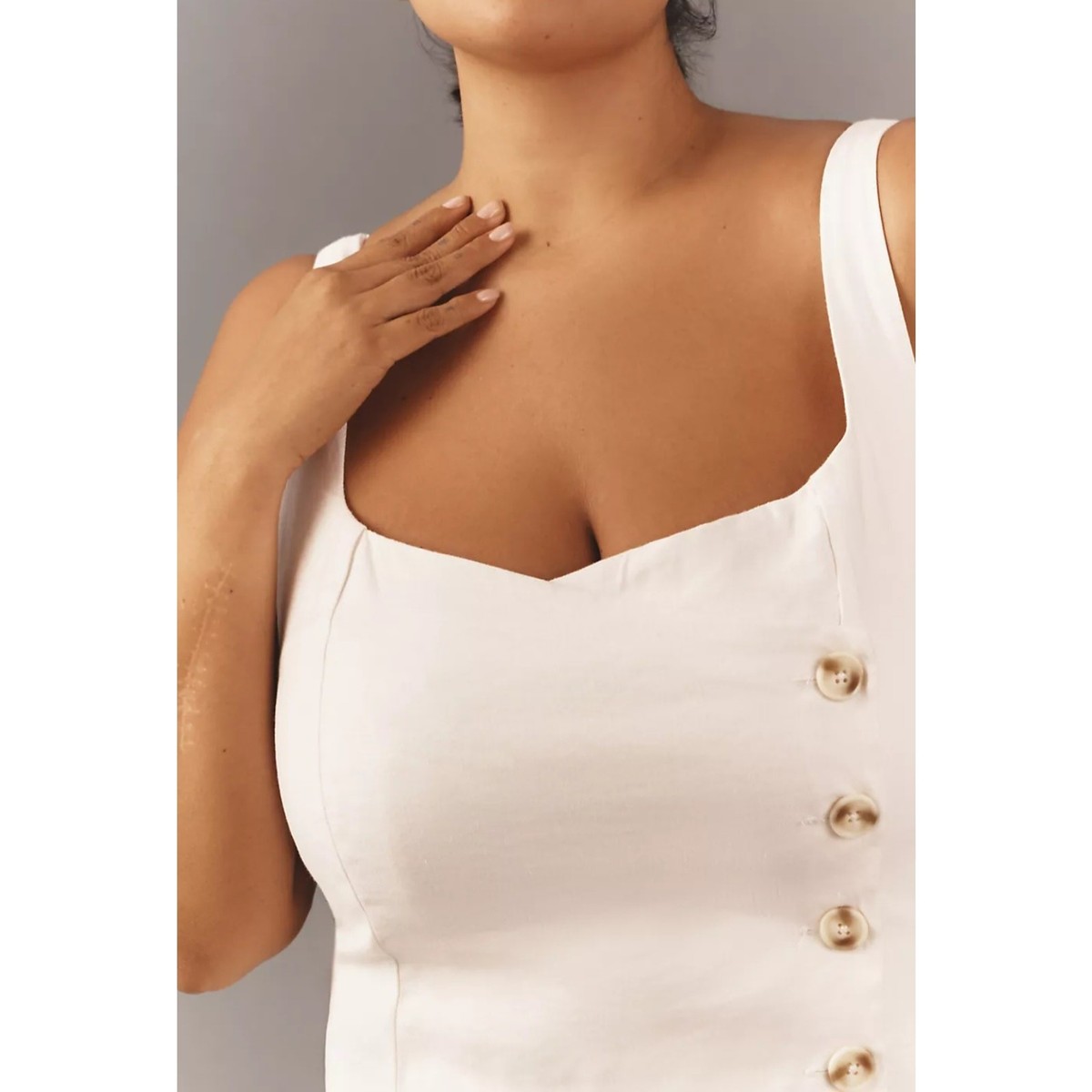 NWT By Anthropologie Sleeveless Square-Neck Linen Button Wrap Midi Dress  $178 | eBay