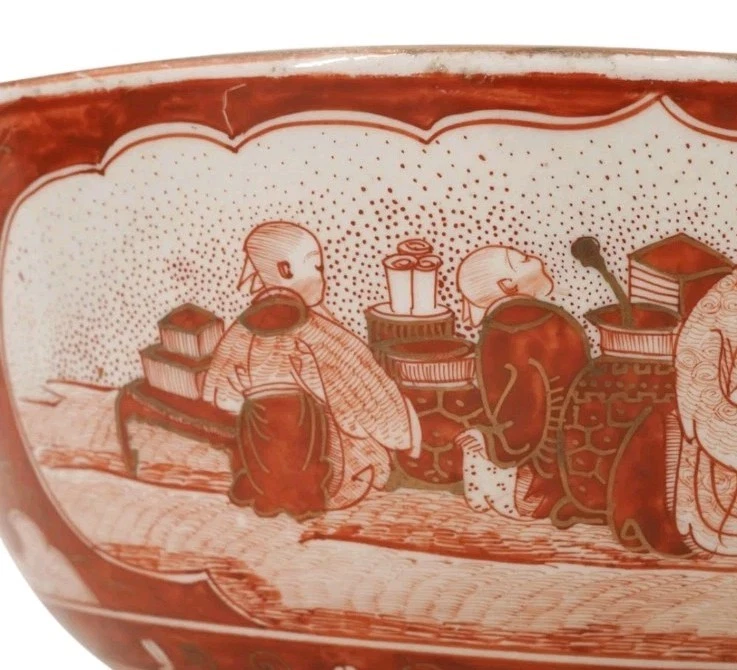 Raro Antiguo Cuenco Japonés Kutani Oro Rojo Siglo XIX Período Meiji 1800  Foto 3 de 4