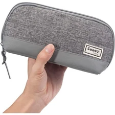 Grey Triangle Design Pencil Case Wide Opening Lightweight Spacious Pouch