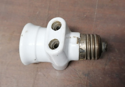 Antique white porcelain ceramic lightbulb socket