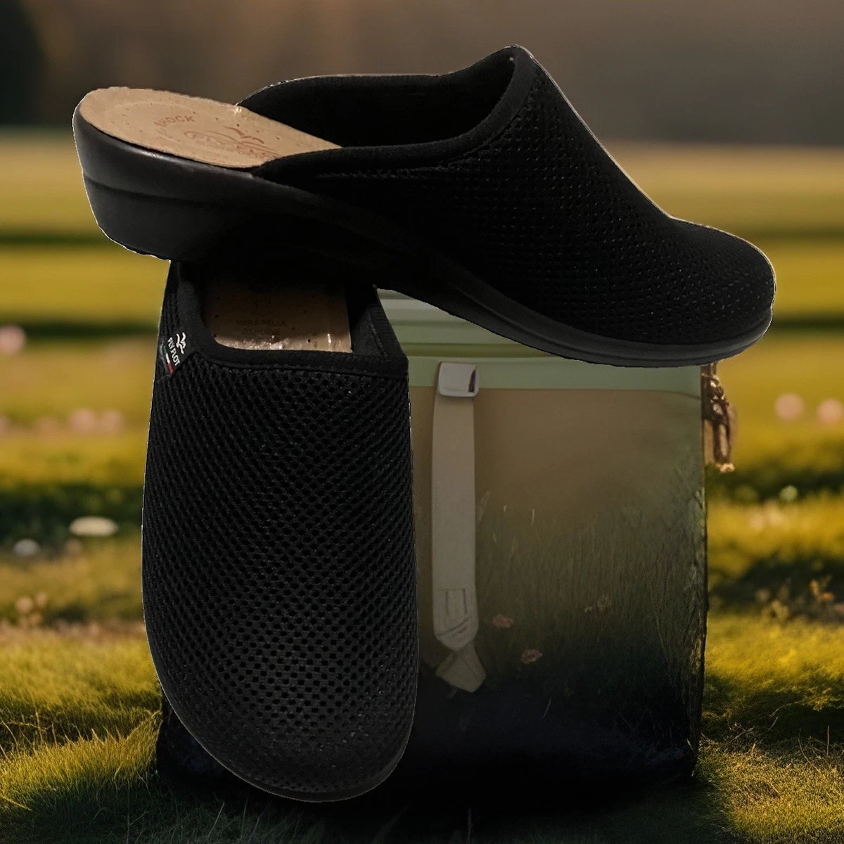 Fly Flot Italy Comfort Clogs Black Mesh Anatomic Slippers EU 40 US 9 Amazon.com | Fly Flot | Fresh Woman, Breathable Women main image 2