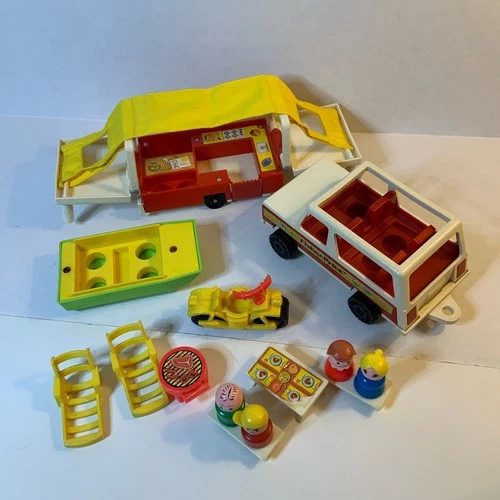 1979 Vintage Fisher Price Little People Camping set #992 14 Pc Car Motorcycle