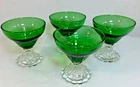 4 Vintage Anchor Hocking Green Burple Boopie Champagne Sherbet Glasses 3.75"
