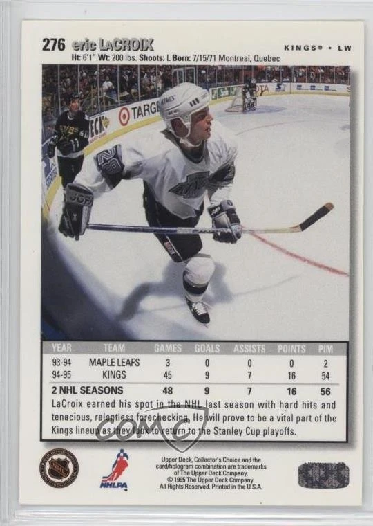 1995-96 Upper Deck Collector's Choice Eric Lacroix #276 - Image 2 of 2
