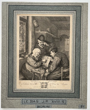Amusements Hollandois GRAVURE Van Ostade LE BAS Lebas XVIII°