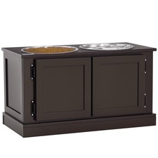 Elevated Dog Bowls with Storage, Two Stainless Steel Bowls for L Dog