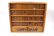 Vintage Graphistamp Set Imprints Graphic Studio Wood Mounted Rubber Stamps