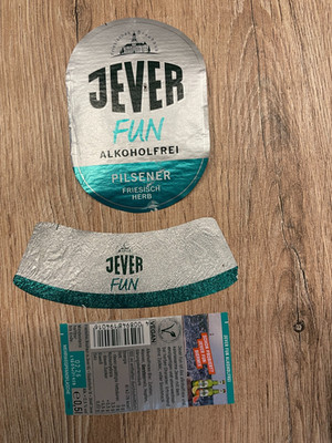 Bieretiketten, Jever Fun Alkoholfrei, Pilsener Friesisch Herb