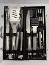 20-Piece Stainless Steel BBQ Grill Tools Set with Aluminum Case Premium Outdoor