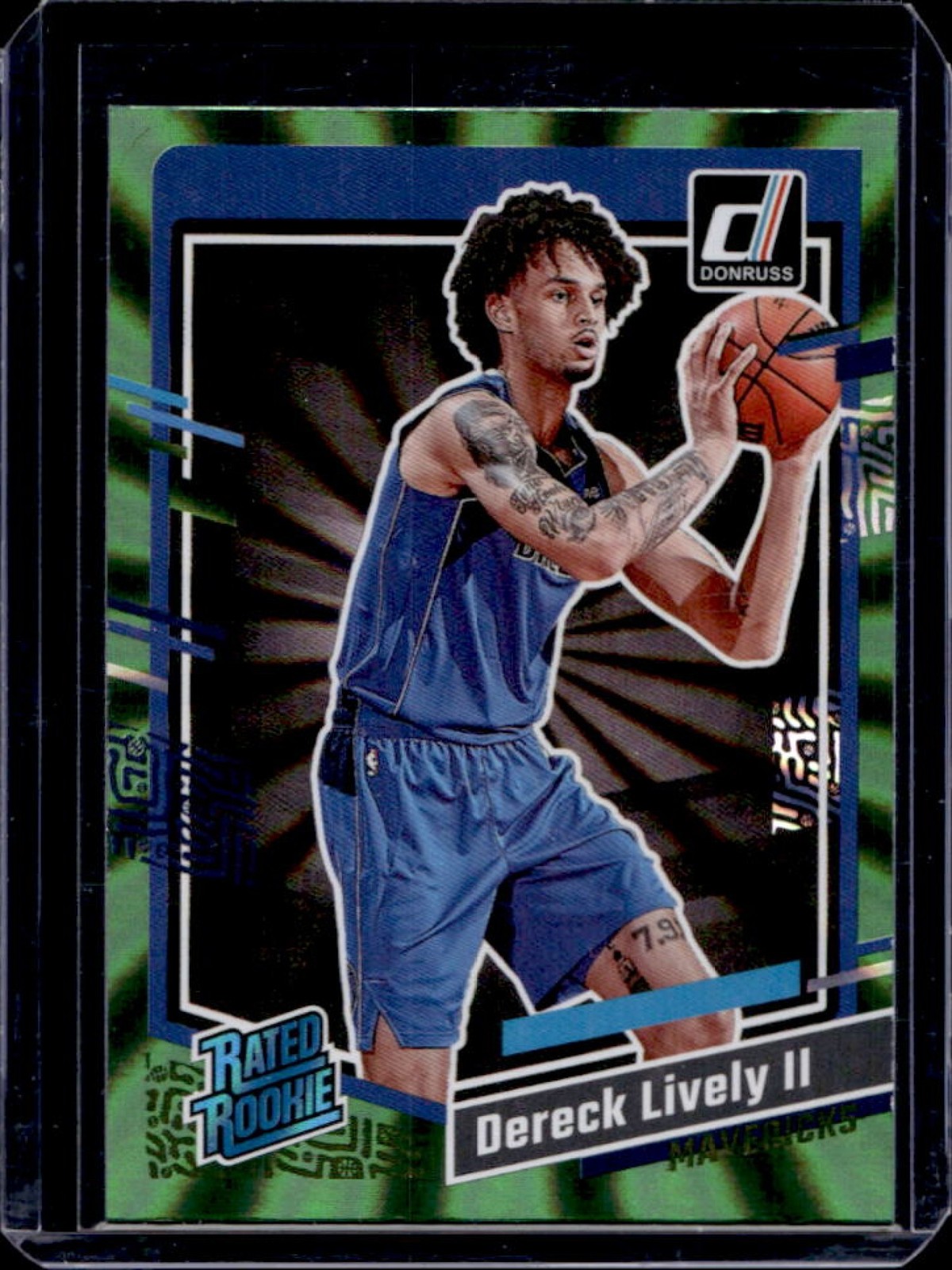 2023-24 Donruss Dereck Lively II Green Laser Holo Rated Rookie #233 Mavericks