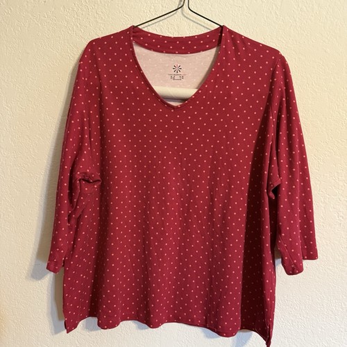 Isaac Mizrahi Live Blouse Size 2XL Red Pink Polka Dots Comfort Chores QVC - Picture 8 of 9