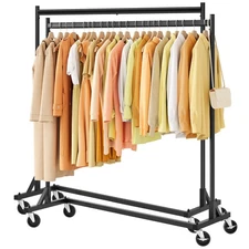 Z Rack Set of 2, Rolling Clothing Racks with Z-Base, Heavy Duty Garment Racks...
