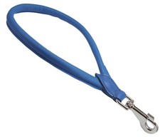 Round Genuine Rolled Leather Dog Short Traffic Leash 13" Long 1/2" Diam Lead ...