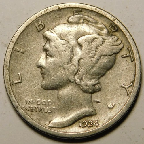 1924 D Mercury Dime F - VF    "Actual Coin Pictured - Not Cleaned"