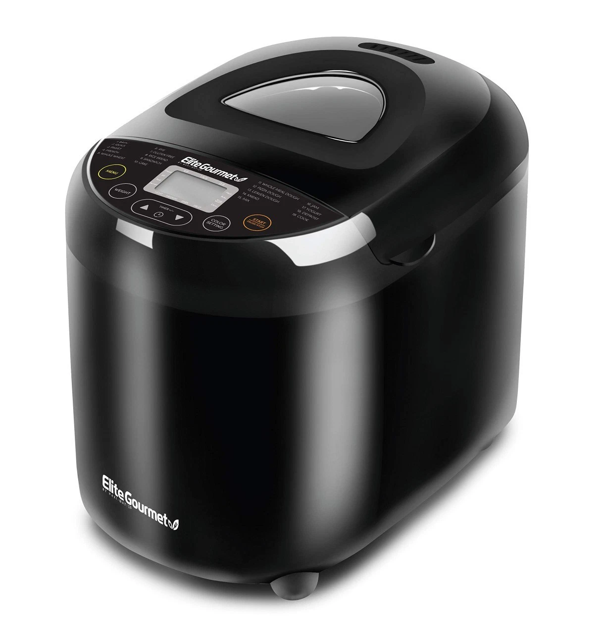 Elite Gourmet Programmable Bread Maker, 2 lb Loaf, 3 Sizes, 19 Presets incl. Glu