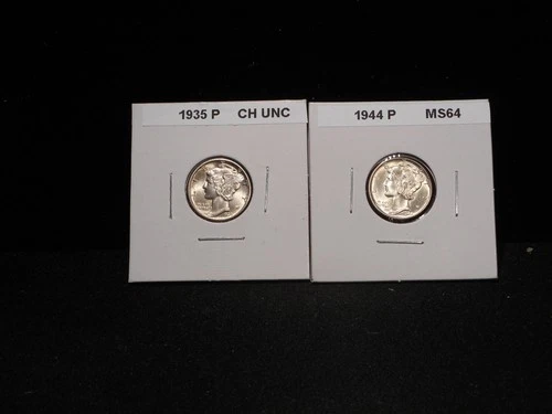 1935-P & 1944-P  Mercury Dimes (1 each) - Choice  Uncirculated