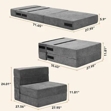 Convertible Folding Sofa Bed Singel Portable Sofa Bed for Travel,Camping,Guest