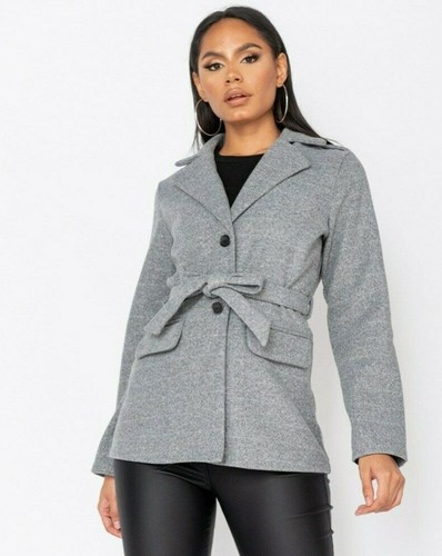 Women Winter Warm Long Sleeve Wool Blend Pea Coat Jacket Blazer Overcoat Outwear - 第 1/7 張圖片