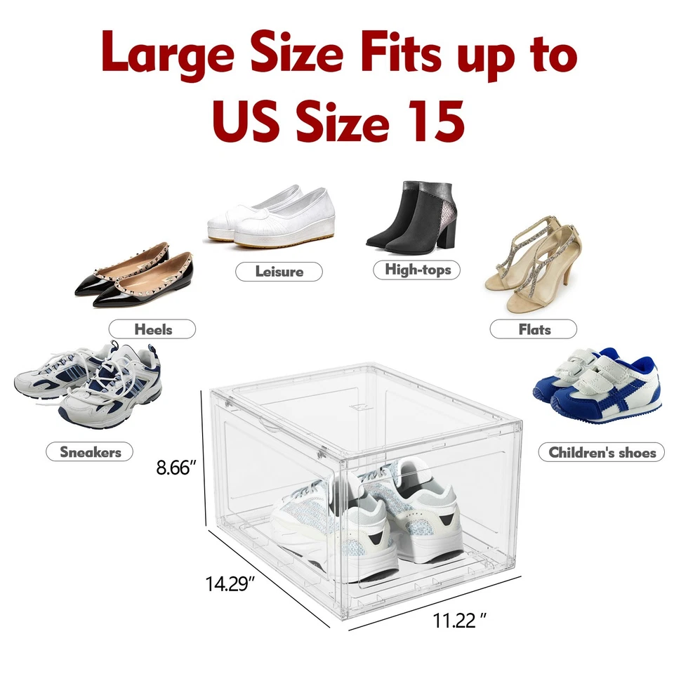 Kekow 12-Packs X-Large Shoe Storage Box Clear Plastic Stackable Shoe Organizer - Image 4 of 4