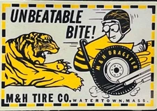 VRHTF NHRA VERY COOL "M & H TIRE CO "UNBEATABLE BITE!" 4" X 5" STICKER